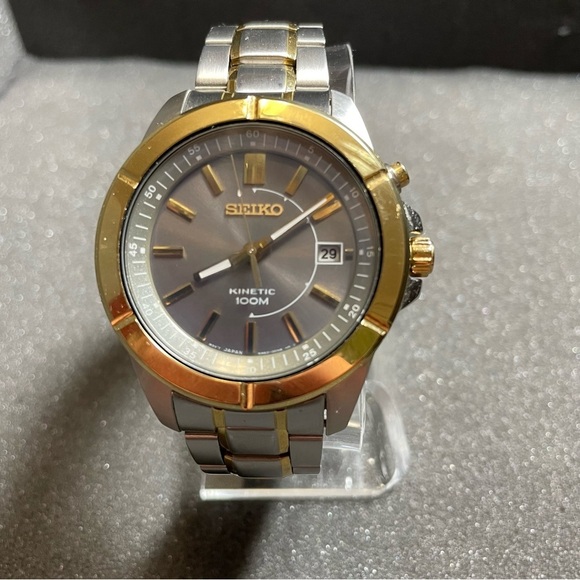 Mens Seiko Kinetic Watch 5M62-0AD0 Water Resistant 100m New Capacitor Working - Picture 2 of 16